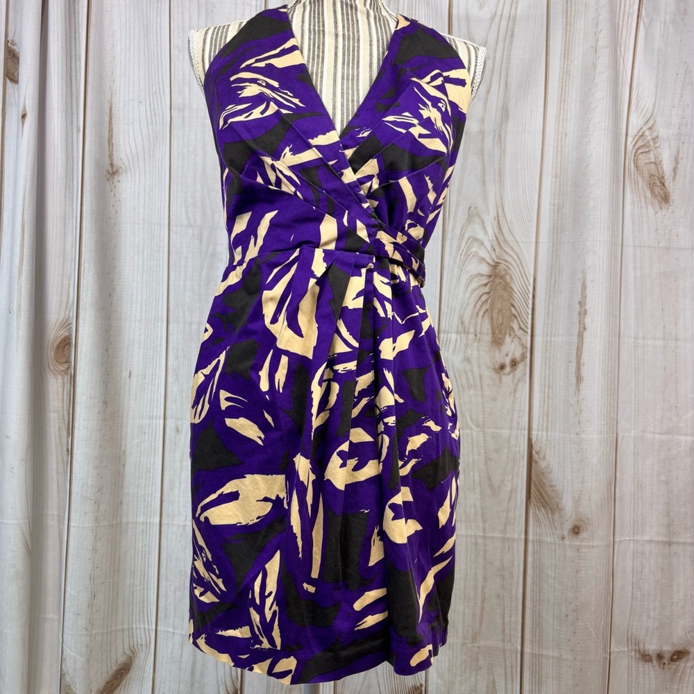 Lauren Ralph Lauren Wrap Around Dress Sleeveless Preppy Mini Dress Purple Size 2